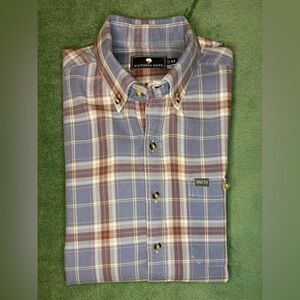 Southern Shirt Co Men's Blue & Brown Plaid Button-Down Shirt, Size: M. (6324)